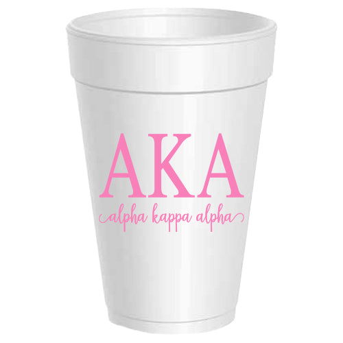 Alpha Kappa Alpha - AKA - Letter Script Styrofoam Cups - 25 pack