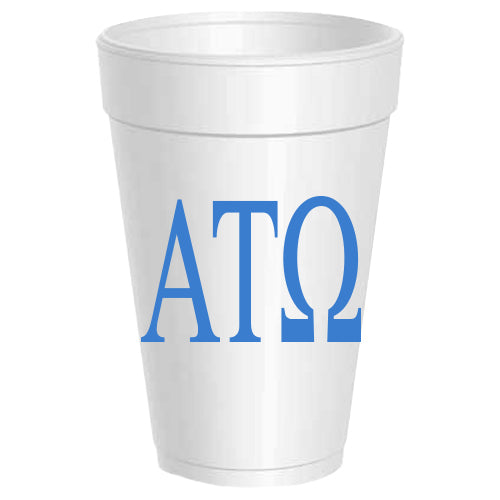 Alpha Tau Omega - ΑΤΩ -Letter Script Styrofoam Cups - 25 pack