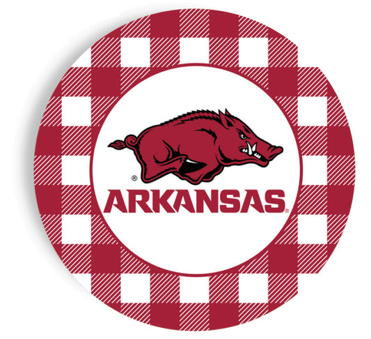 Arkansas - Checkerboard Full Color 9 Inch Dinner Paper Plates