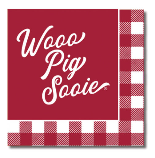 Arkansas - Wooo Pig Sooie - Checkerboard Full Color Napkins