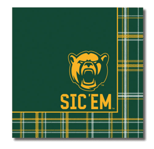 Baylor - Sic Em - Plaid Full Color Napkins