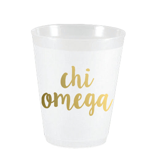 Chi Omega - ΧΩ - Gold Script Frost Flex Cups