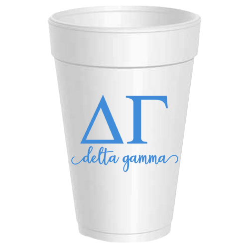Delta Gamma - ΔΓ -Letter Script Styrofoam Cups - 25 pack
