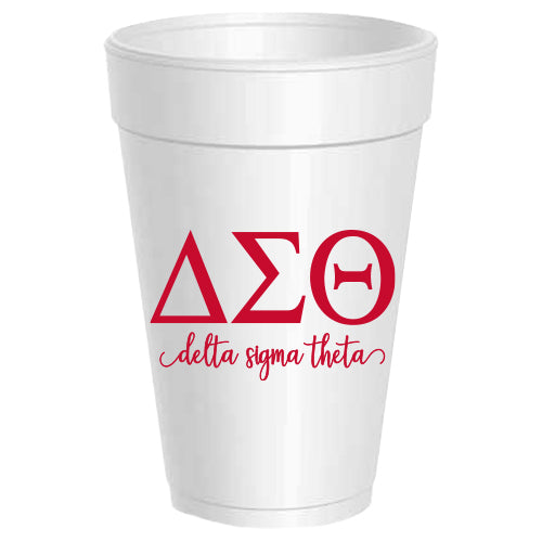 Delta Sigma Theta - ΔΣΘ -Letter Script Styrofoam Cups - 25 pack