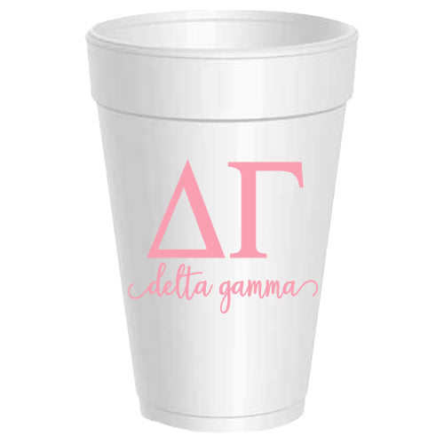 Delta Gamma - ΔΓ -Letter Script Styrofoam Cups - 25 pack