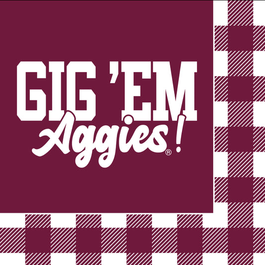 Texas A&M - Gig Em Checkerboard Full Color Napkins