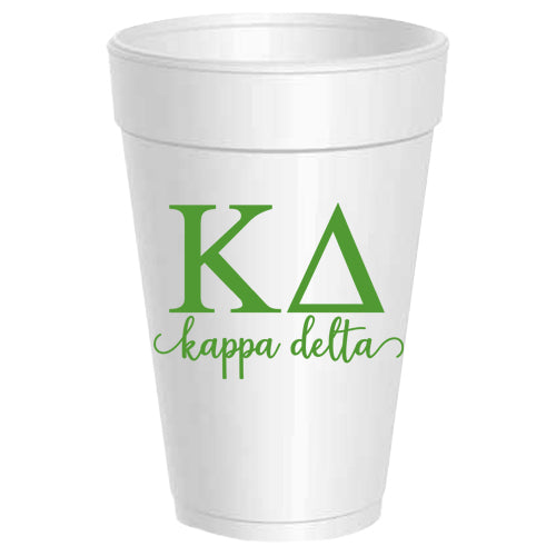 Kappa Delta - ΚΔ -Letter Script Styrofoam Cups - 25 pack