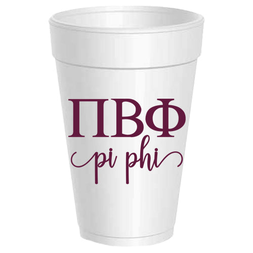 Pi Beta Phi - ΠΒΦ -Letter Script Styrofoam Cups - 25 pack