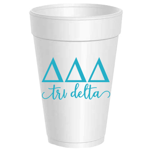 Delta Delta Delta - ΔΔΔ -Letter Script Styrofoam Cups - 25 pack