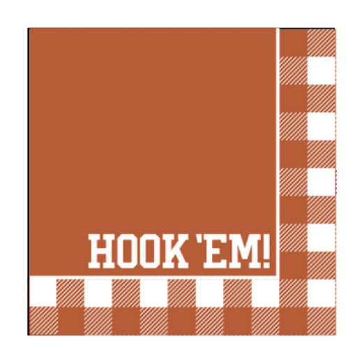 University of Texas - Hook Em Checkerboard Full Color Napkins