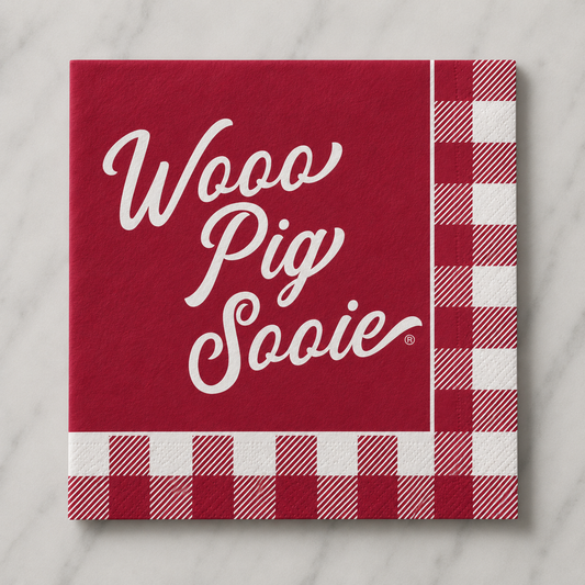 Arkansas - Wooo Pig Sooie - Checkerboard Full Color Napkins
