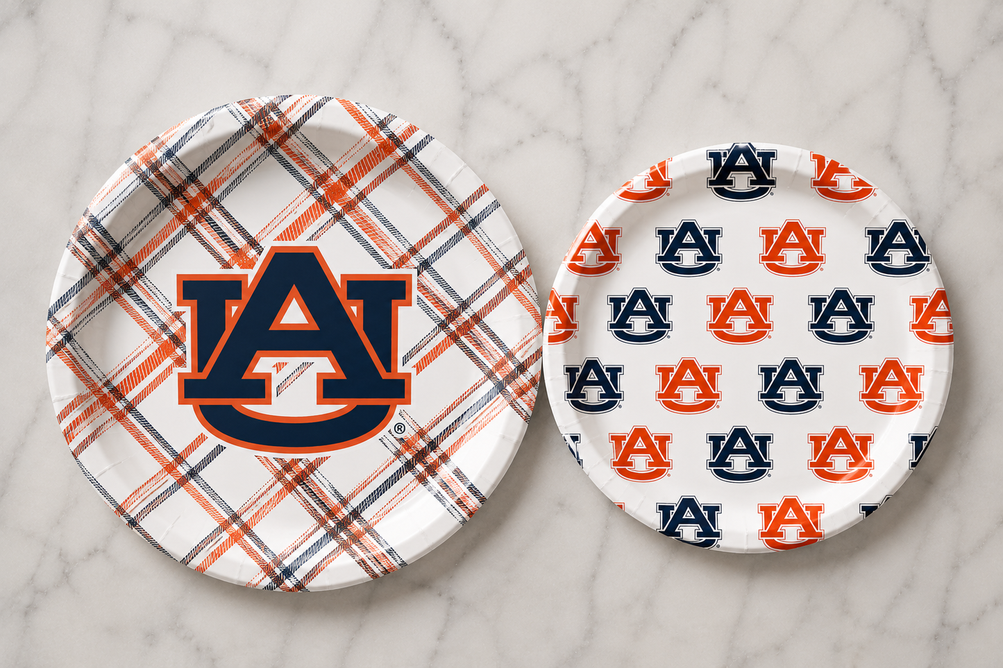 Auburn - Plaid Full Color 9 Inch Dinner Paper Plates