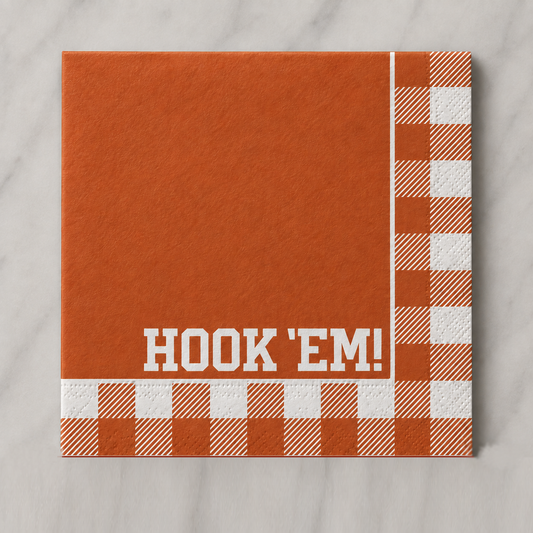 University of Texas - Hook Em Checkerboard Full Color Napkins