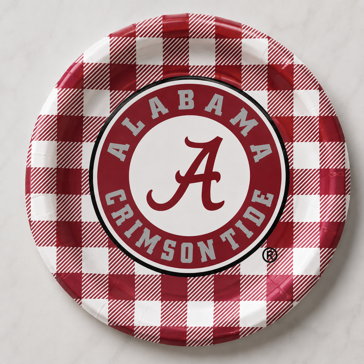 Alabama - Checkerboard Full Color 9 Inch Dinner Paper Plates