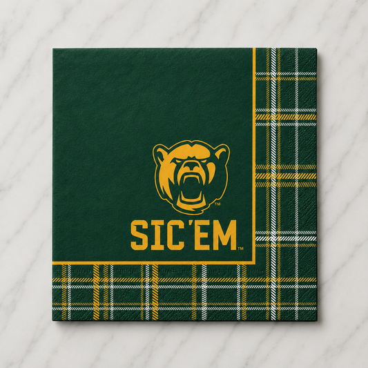Baylor - Sic Em - Plaid Full Color Napkins