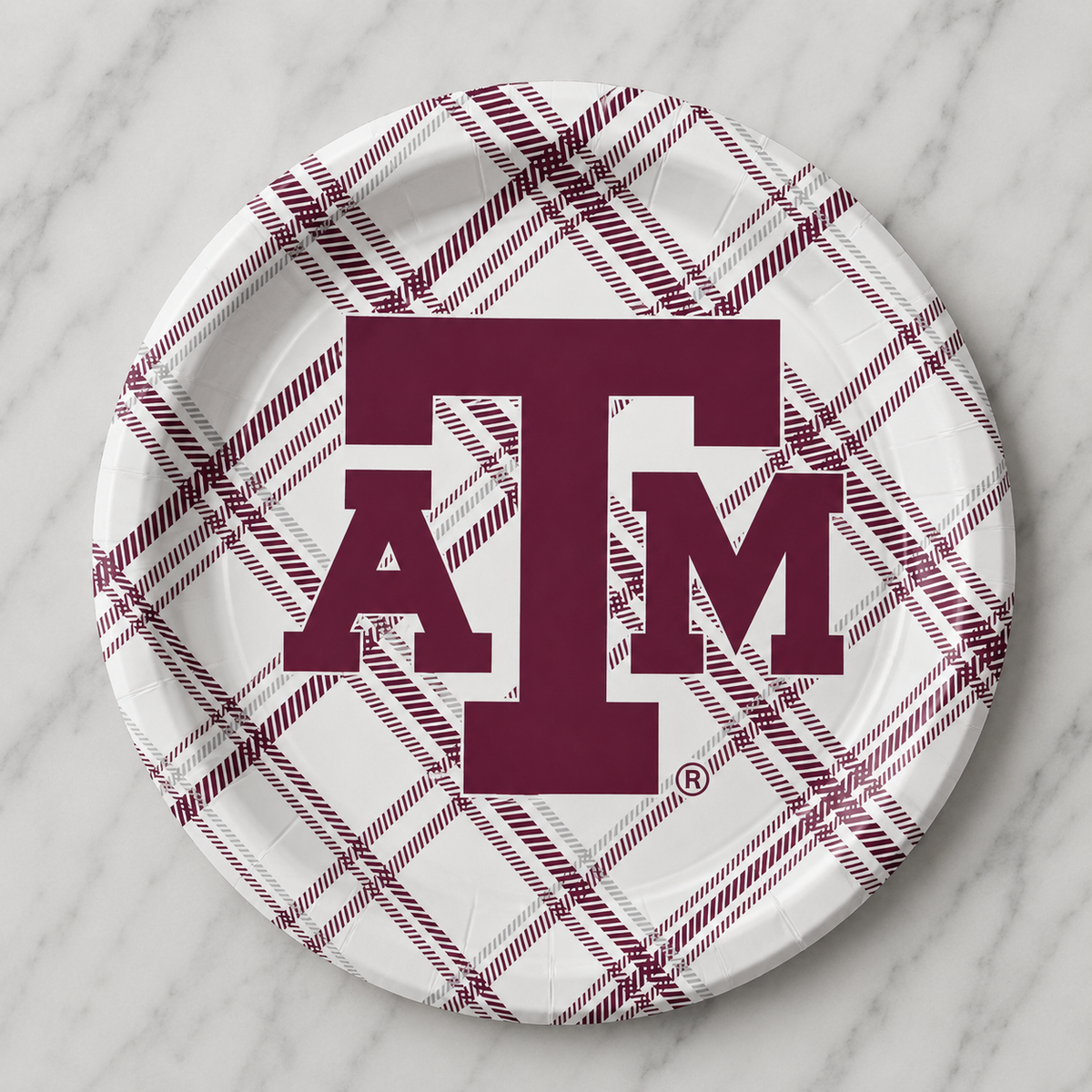 Texas A&M - Block T - Plaid Full Color 9 Inch Dinner Paper Plates