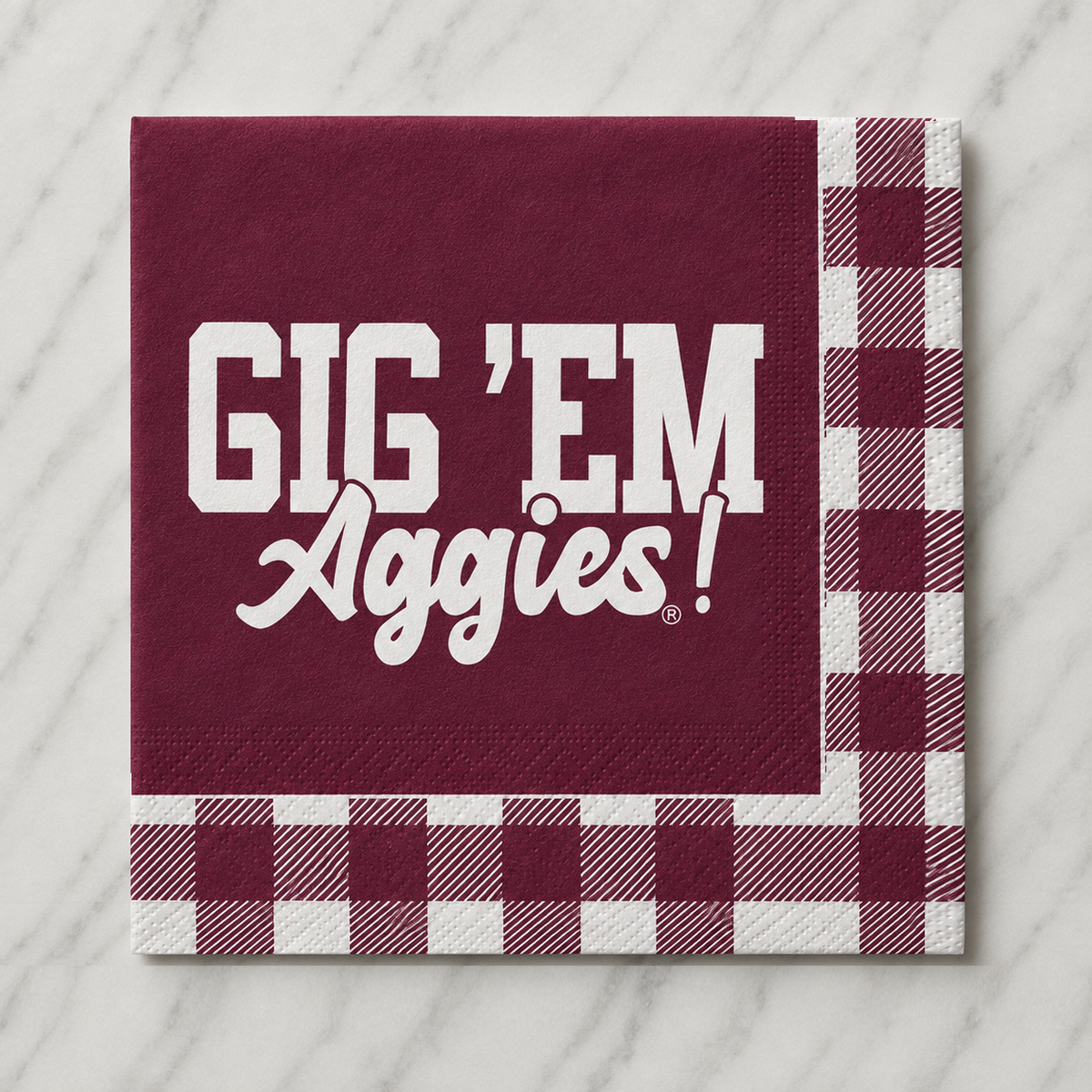 Texas A&M - Gig Em Checkerboard Full Color Napkins