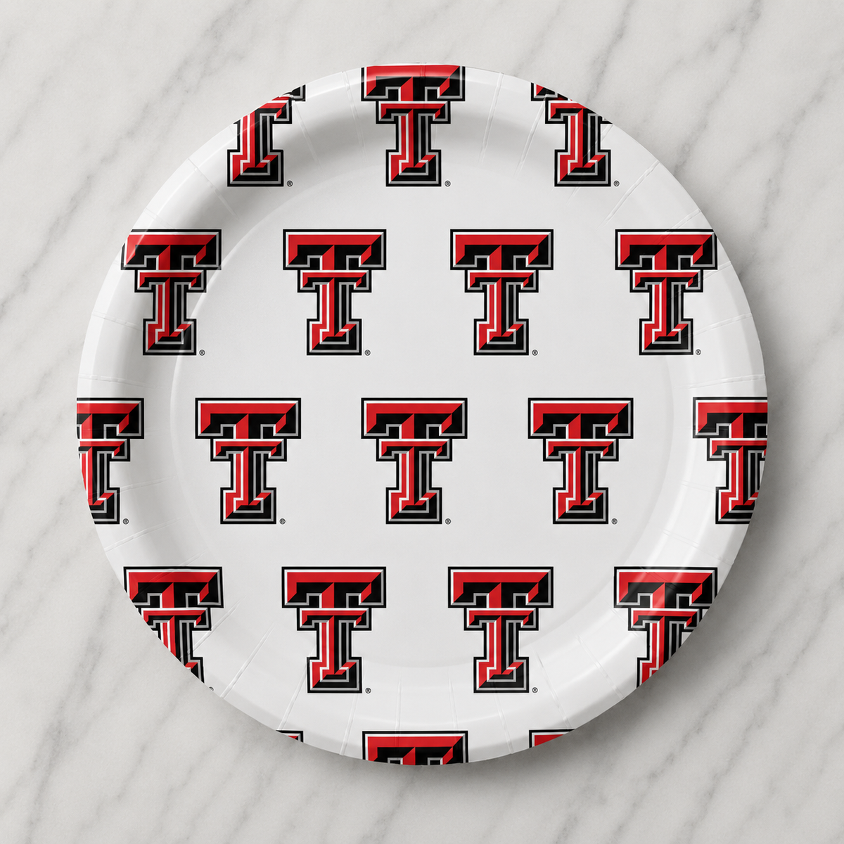 Texas Tech University- Repeating Logo - Full Color 7 inch App/Dessert Plates