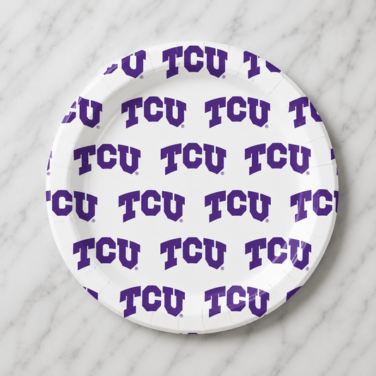 TCU -  Repeating Logo - Full Color 7 inch App/Dessert Plates