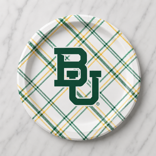Baylor - Plaid Full Color 9 Inch Dinner Paper Plates