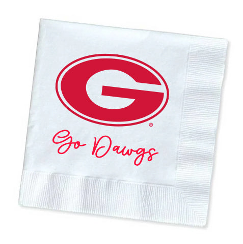 Georgia Go Dawgs - White Beverage Napkins