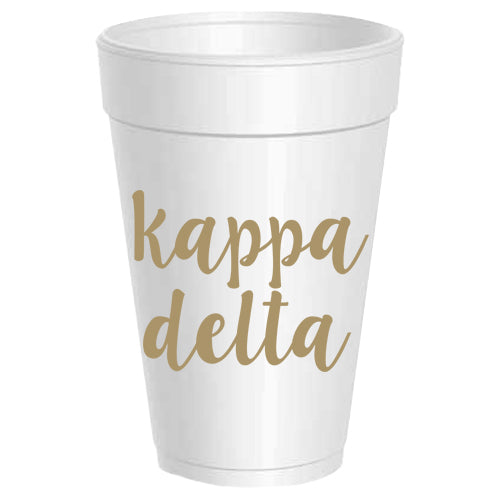 Kappa Delta - ΚΔ - Gold Script Styrofoam Cups - 25 pack