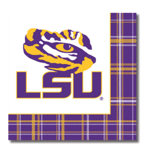 *PRE-SALE* LSU - Tiger Eye Plaid Full Color Napkins