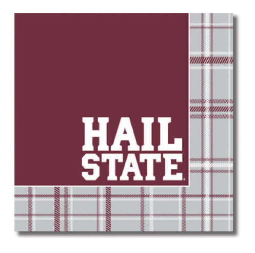 *PRE-SALE* Mississippi State - Hail State Plaid Full Color Napkins