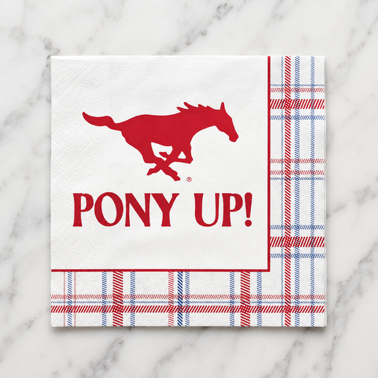 SMU - Pony Up Plaid Full Color Napkins